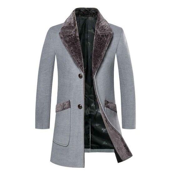 Get Men s Casual Slim Fit Wool Trench Coat UK