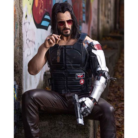 Johnny Silverhand Vest, shops Cyberpunk 2077 Johnny Silverhand Samurai Keanu Reeves Black Leather Vest