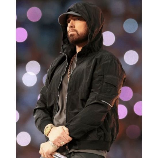 Eminem leather jacket hoodie hotsell