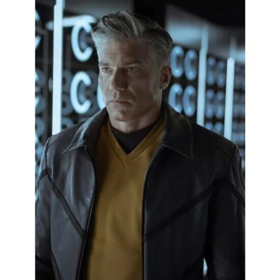 Black leather star jacket top